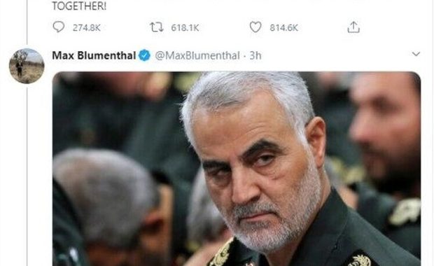 در توییتر؛ خبرنگار آمریکایی با عکس شهید سلیمانی پاسخ توییت ترامپ را داد