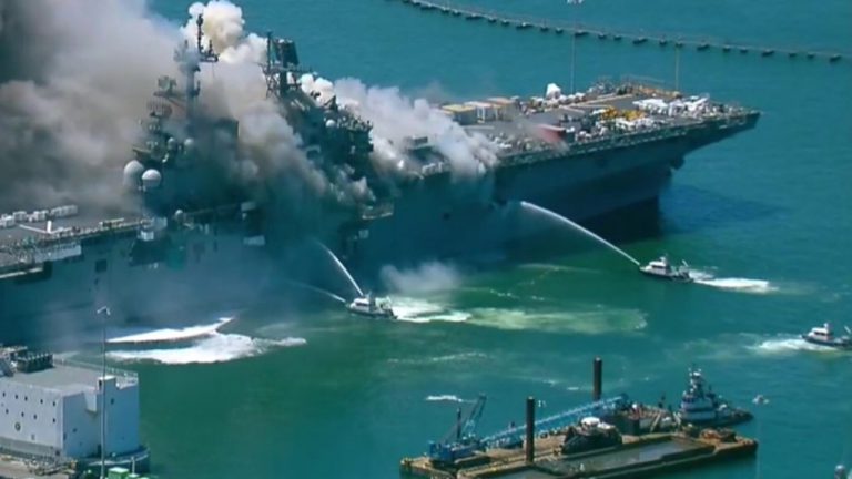 روایت آتش‌سوزی در ناو آمریکایی از زبان خبرنگار ای.بی.سی نیوز