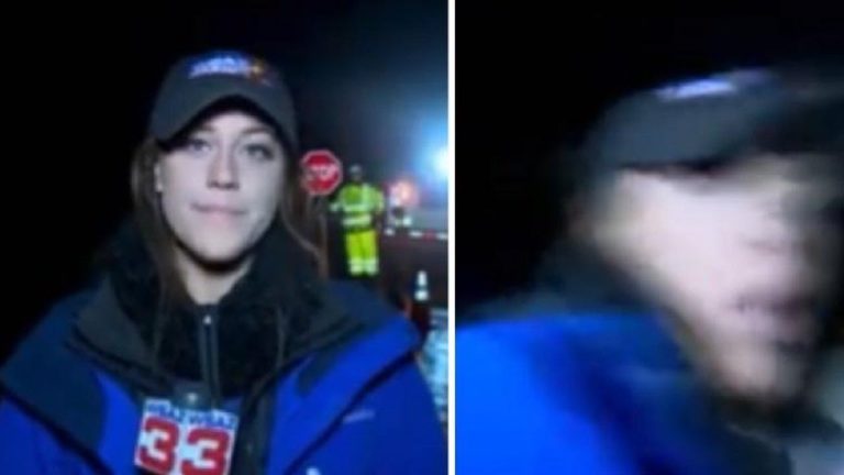 تصادف خبرنگار حین گزارش زنده تلویزیونی