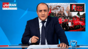گیجی خبری اینترنشنال در برابر تشییع میلیونی پیکر رهبر شهید