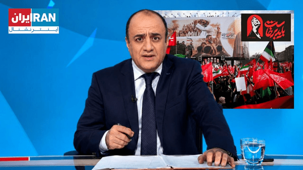 گیجی خبری اینترنشنال در برابر تشییع میلیونی پیکر رهبر شهید